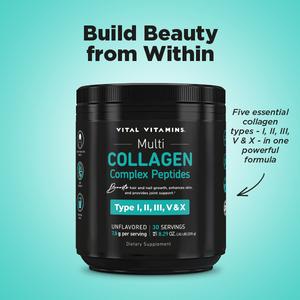 Multi Collagen Peptides Powder | Boost Optimum Hair, Skin, Nails, Joints & Gut Health | Unflavored, Easy to Mix | Types I, II, III, V, X Collagen | 30 Servings