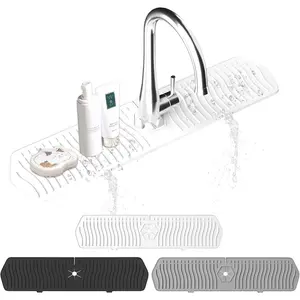 Kitchen Sink Splash Guard-24 x 5.8'' Ultrathin  Sink Mat Splash Guard fit for Countertop, Bathroom,Farmhouse,RV (White)