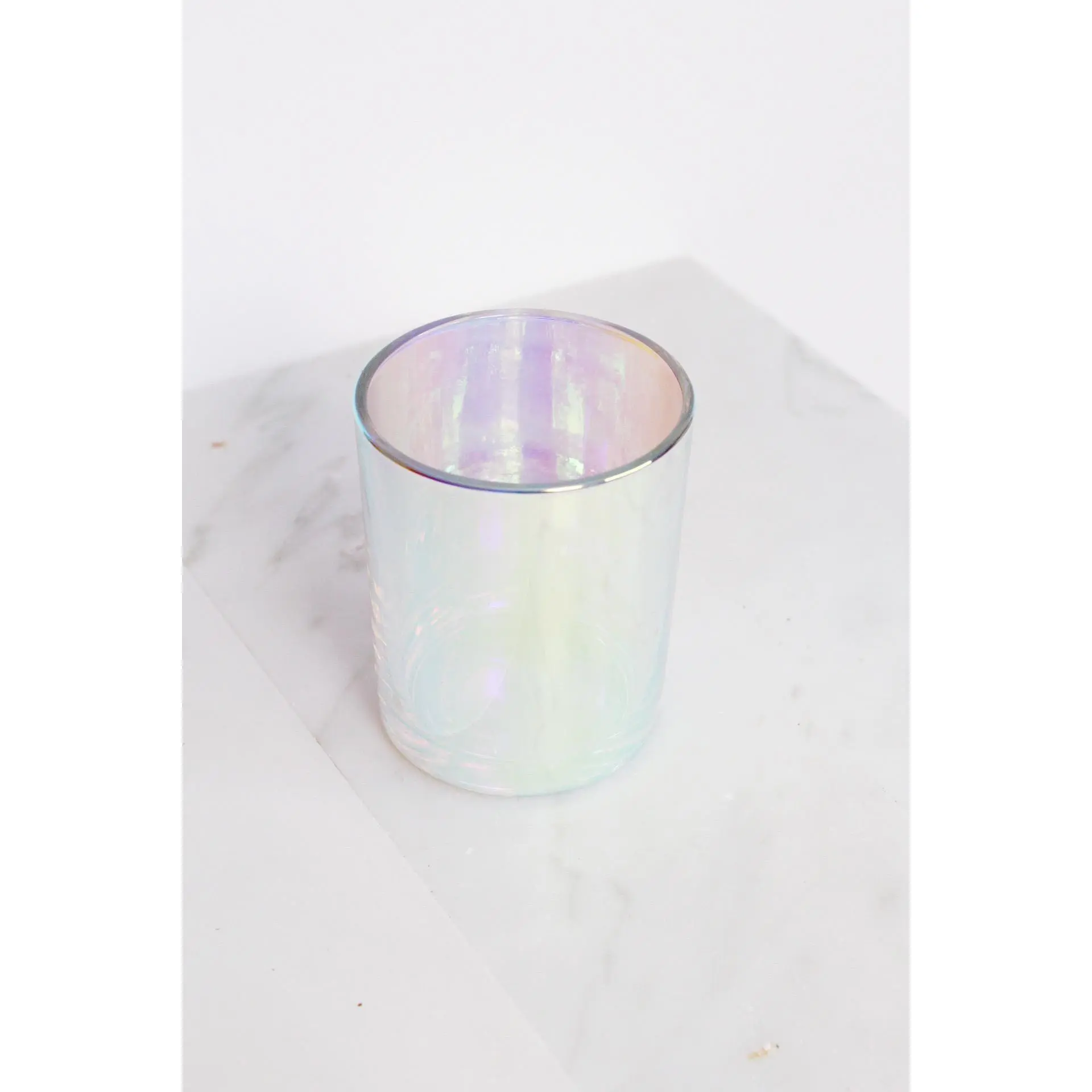 Iridescent Rainbow Candle Glass Container – Luxury Home Decor Jar