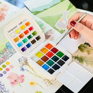 Travel Watercolor Paint Set - 16 Colors with Palette,Portable Watercolor Travel Kit with Brush, Coloring Card, Brush Washing Box for Adults, Artists & Professionals, Travel Painting Supplies