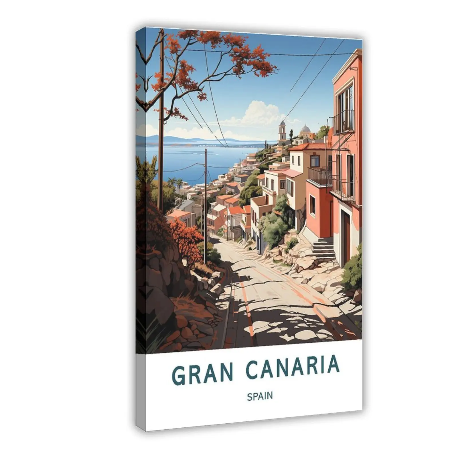 Gran Canaria Spain City Travel Cityscape Landscape Canvas Poster Wall Art for Home Bedroom Office Dorm Room Decor