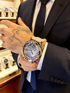 Meteorite Style Transparent Men's Mechanical Watch, Stylish Watch, Automatic Winding, Artistic Dial, Premium Leather Strap, Elegant Gift Box Packaging