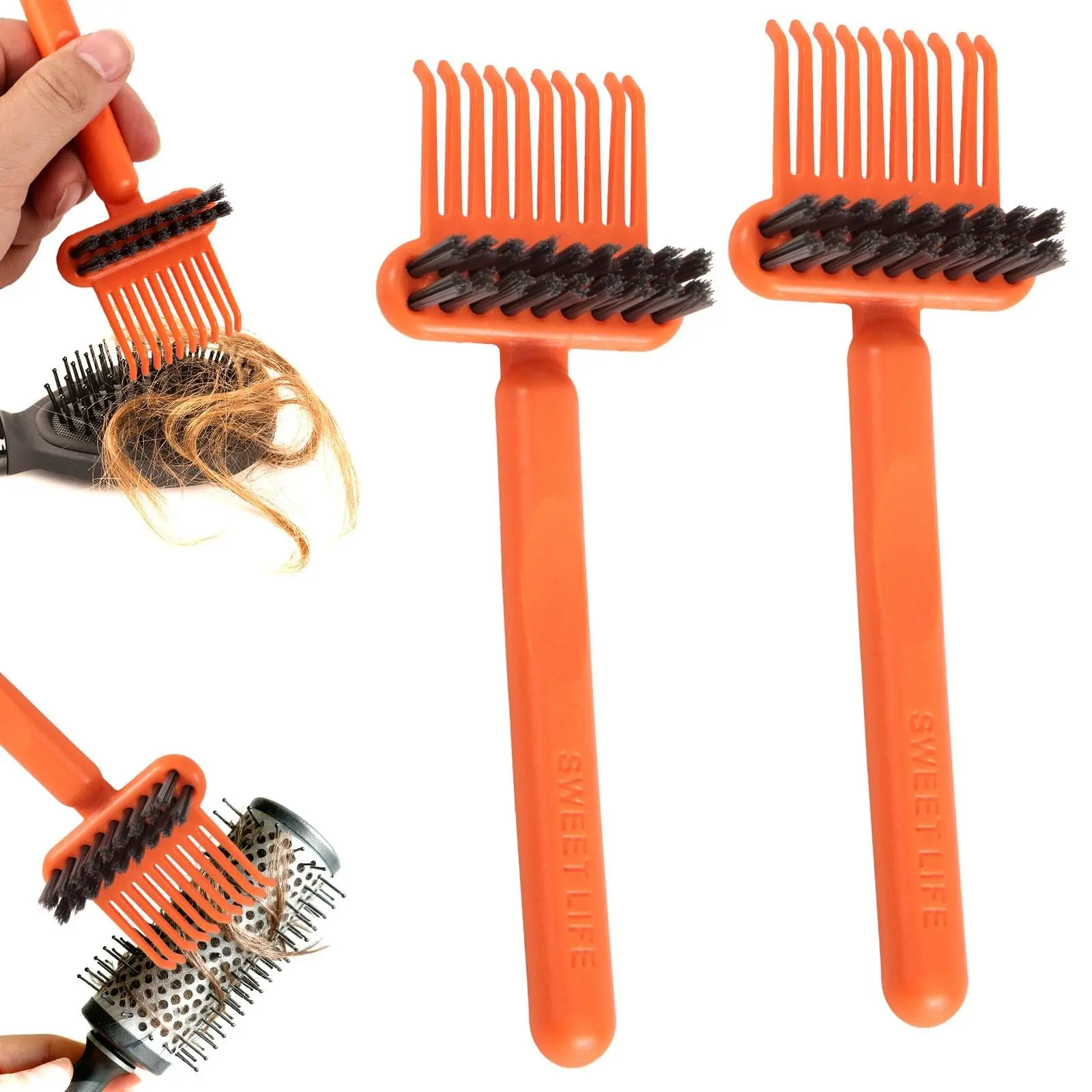 Hair Brush and Combs Cleaner Tool 2-in-1 Cleaning Rake 1 Piece Set Efficient Hair and Dust Removal with Pick and Bristles Claw Accessory Japanese Minimalist Style Home Salon and Travel Hairbrush Maintenance