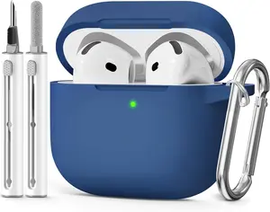 Soft Silicone AirPods 4 Case 2024 with Cleaner Kit, Shockproof Cover with Keychain, Women's Accessories for Apple AirPods 4th Generation