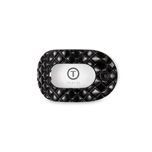 TELETIES - Jet Black Quilted Small Flat Round Hair Clip Lightweight Durable - Lay Flat, Strong Grip, Nearly Unbreakable