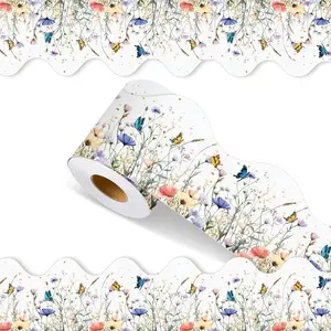 65  Serene Wildflower Bulletin Board Borders Summer Wildflower Bulletin Border Board Spring Straight Wavy Scalloped Trim Borders for Classroom Office  Decor