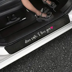 Drive Safe Letter Pattern Car Door Sill Sticker, 4 Counts Waterproof Car Door Threshold Strip, Anti-collision Car Sticker, Car Decorative Sticker for All Models