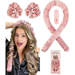 Satin XL Jumbo Hair Rollers for Overnight Curls - Heatless Curling Set With Headband and Soft Rollers, Heat Free Curls, Frizz-Free, Multiple colors