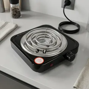 1000W portable electric hot plate with a single burner and five temperature settings, ideal for dorm rooms, RVs, and small apartments.