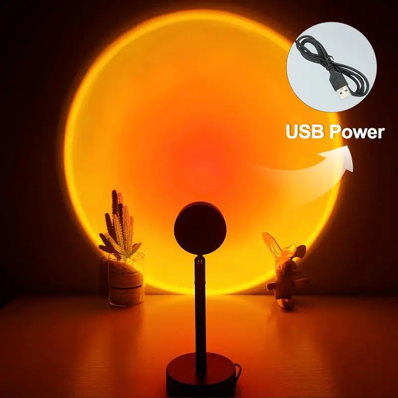 Fall Sunset Lamp Projector Light 180° Adjustable Sunset Mood Lamp, 4 Modes, Remote Control RGB Ambient Night Light for Bedroom, Gaming Room, Live Streaming Photography & Parties home wall decor party live streaming Halloween