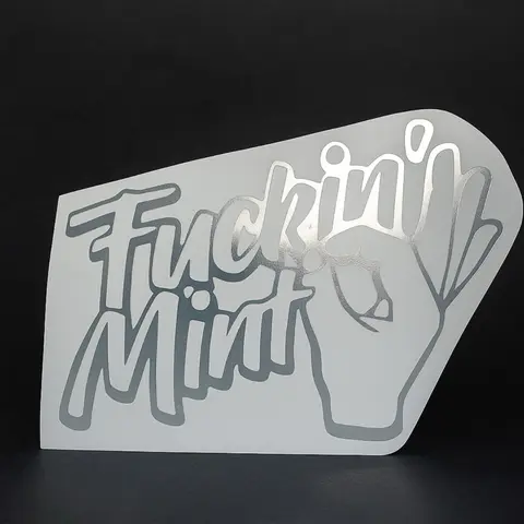Fuckin Mint Sticker Decal - Unique Design Featuring Hand and Leaf - Autumnal Theme for Home Decor