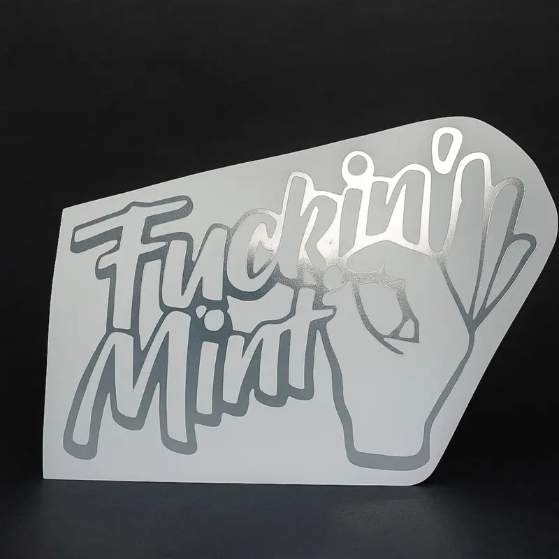Fuckin Mint Sticker Decal - Unique Design Featuring Hand and Leaf - Autumnal Theme for Home Decor