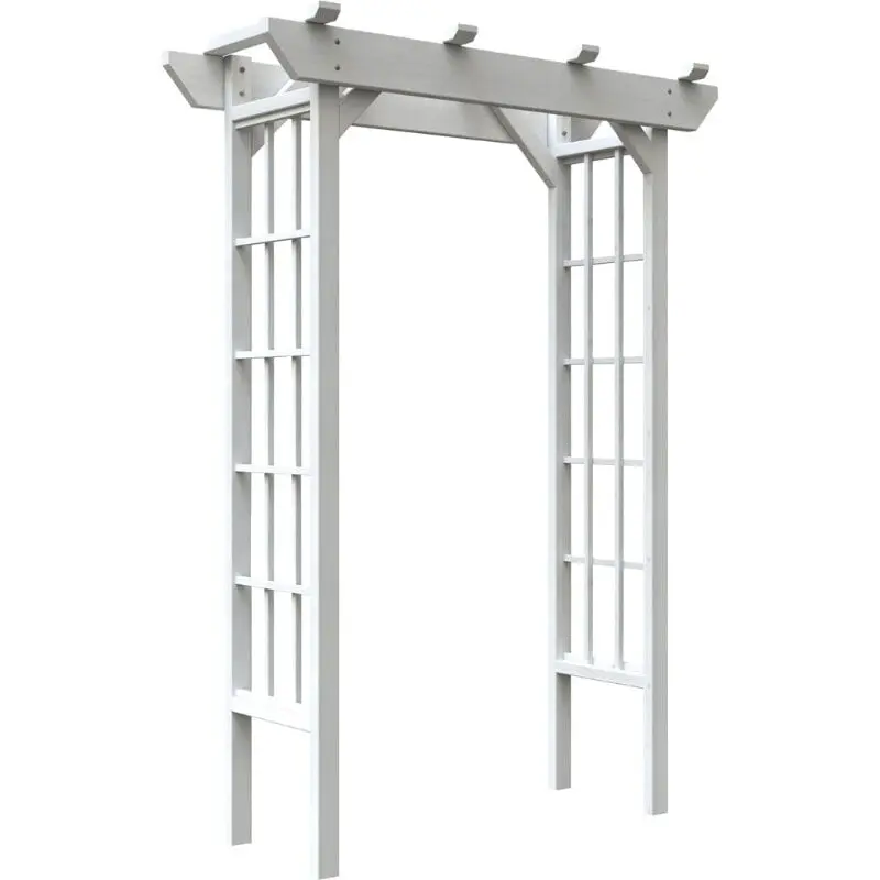 Panacea Products Decorative Chesapeake Wood Arbor - White Rectangular Arch Wood Frame Single Unit, 26 in. L, 76 in. W, 84 in. H, 50 lbs, Outdoor Garden Accessories Plant Support, Home & Garden Building Supply