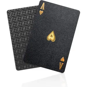 Diamond Waterproof Black Playing Cards HD Printing Poker Cards Deck Standard Size for Family Game Night Party