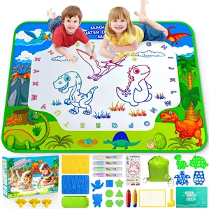 Water Doodle Mat for Kids 40x32 Inch – Mess Free Drawing Mat, Reusable Neon Color Educational Writing & Painting Board, Montessori Learning Toy Gift for Boys & Girls Ages 3–8, Birthday & Christmas Holiday Present