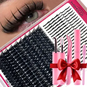 Spikes Lash Clusters Natural Eyelash Clusters kit Wispy Manga Lash Extension Unique spiky Cluster Eyelash Extensions Anime individuals Fairy clusters Lashes 12-19mm 290Pcs DIY At Home Makeup