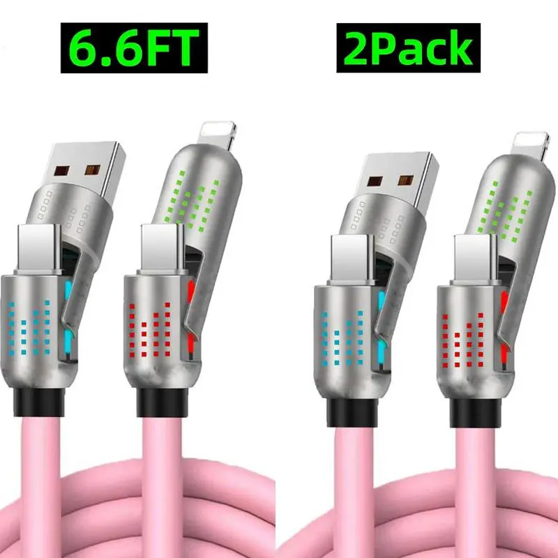 [Buy 1 get 1 free]-6.6FT 4-in-1 USB-C Cable, PD FastCharging, Data Sync, EXAVON USB-A, Type-C, Lightning,Aluminum, Compatible