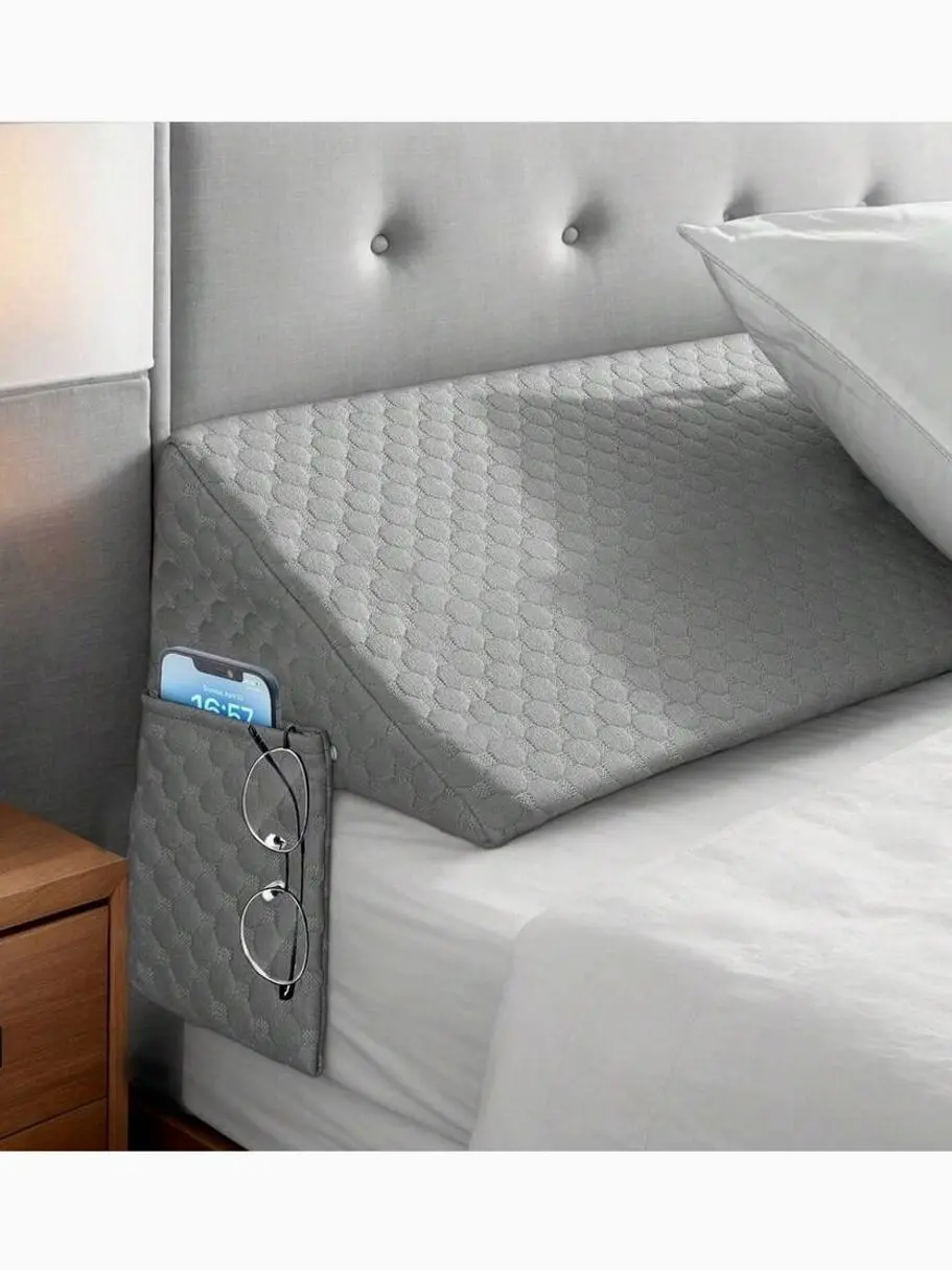 Bed Wedge Pillow for Sleeping - Ergonomic Triangle Headboard Support
