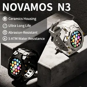 Novamos N3 Men's Ceramic Smart Watch with Bluetooth 5.3, Waterproof, Full Touch, Elegant White Design, Health Monitoring for Adventurous Wear