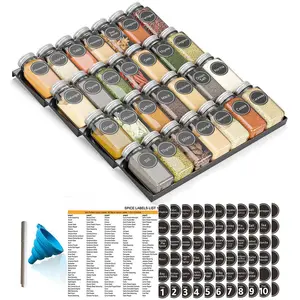 Spice Drawer Organizer with 28 Spice Jars Compact Spice Rack for Kitchen Drawer