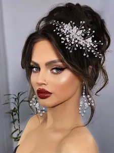 Elegant Pearl Rhinestone Hair Comb Boho Style, Wedding Bride Headpiece, Party Banquet Dance Accessory for Women