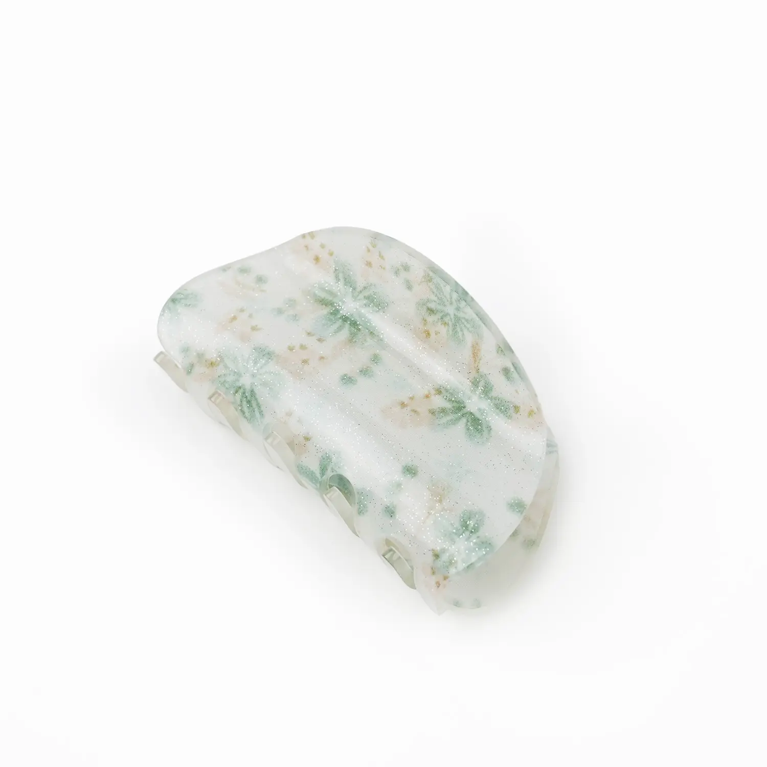 Chelchel's Lost Lemons Collection Cute Animal & Floral Hair Claw - Blue Floral Semicircle Clip Premium Acetate Shark Clip, Interlocking Strong Hold Hair Accessories