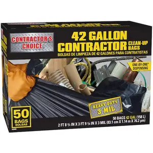 Contractor's Choice Contractor 42-Gallon Scent free Black Outdoor Plastic Construction Flap Tie Trash Bag 50 -Count
