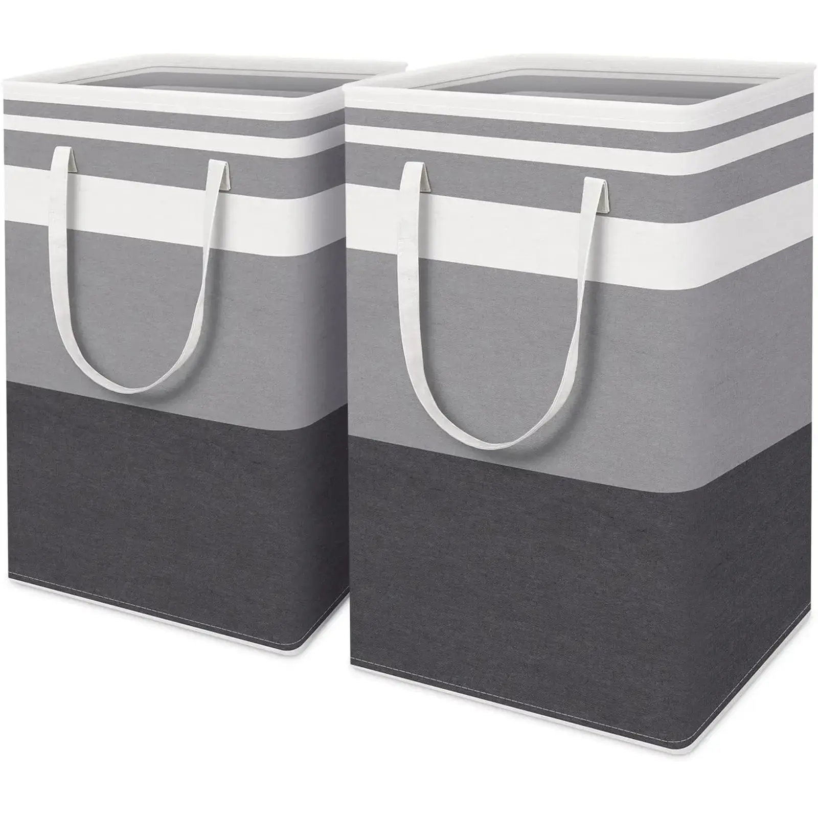 Waterproof Freestanding Collapsible Tall Laundry Hamper with Extended Handles - For Dorm & Family Use, Gradient Grey