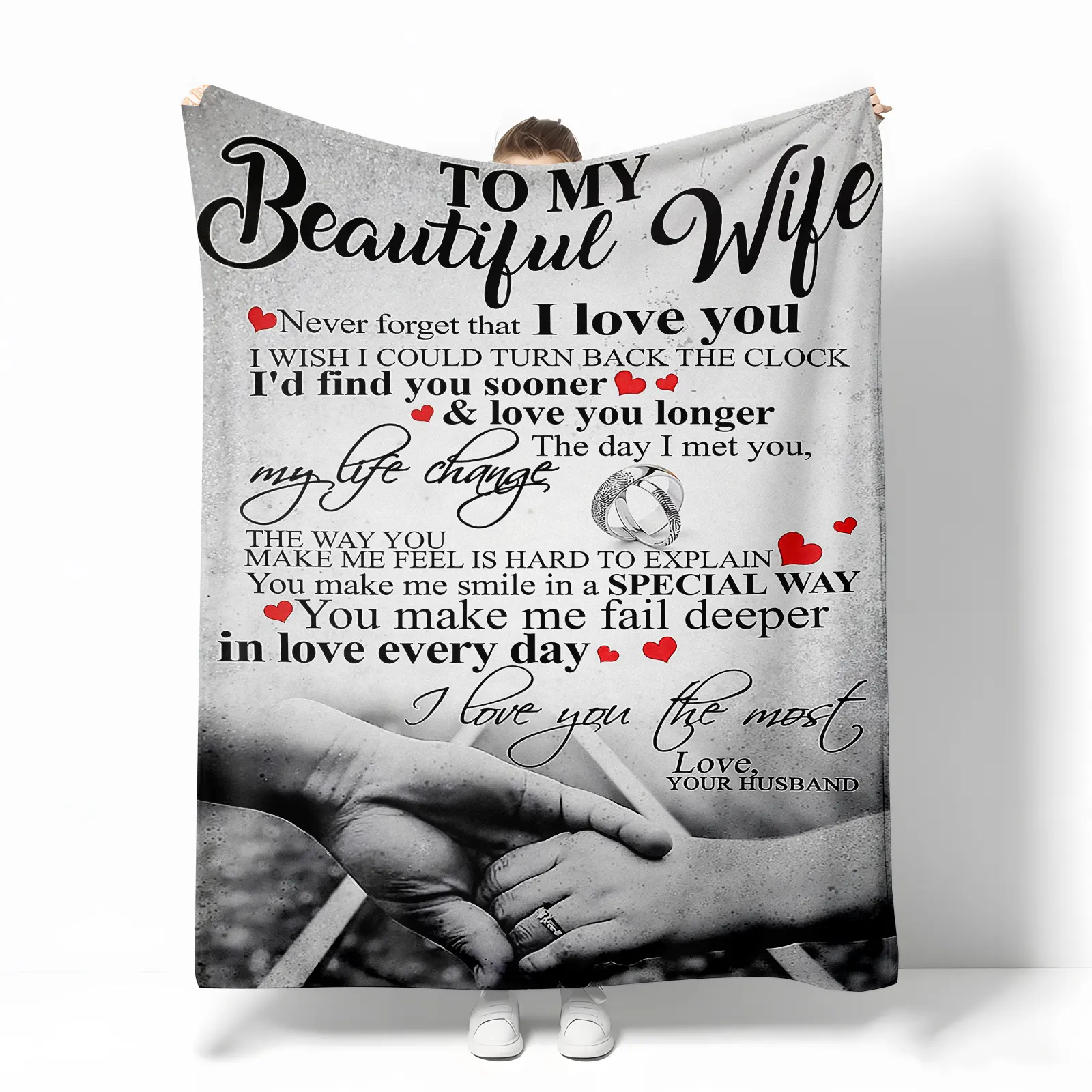 To My Wife Blanket from Husband Super Soft Fleece Throw 60x50 Romantic Valentines Birthday Gift Ideas for Her Bed Sofa Decor