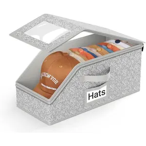 Stackable Baseball Cap Storage Box – Holds Up to 24 Hats, Large Capacity Durable Foldable Cardboard Organizer, Hat & Toy Storage Solution for Bedroom Closet, Dustproof & Space Saving, Versatile Home Organizer, Easy Assembly No Tools baskets,bathroom