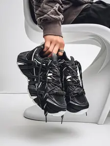 Men's Trendy Casual Running Shoes, Thick Sole Breathable Low Top Sneakers, Durable PVC Textile Upper, Perfect for Sports & Daily Wear, Athletic Running Shoes