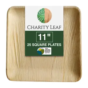 11" Inch Square Natural Palm Leaf Plate