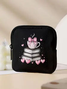 Book Pattern Print Coin Wallet, Zipper Card Holder, Multifunctional Storage Pouch, Durable Polyester, Ideal Gift for All Seasons, Durable Fashion Wallet, Wallet Purse