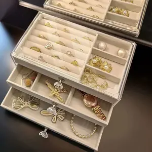 1pc Transparent Jewelry Organizer Box, Mother's Day Gift, 3-Tier Drawer Storage For Earrings, Rings, Necklaces, Bracelets, Pendants, Birthday & Anniversary Present, Display Case Valentine Day
