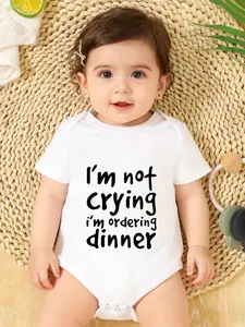 Newborn Baby Boy Girl Onesie, Letter Print Short Sleeve Romper, Unisex Infant Jumpsuit, Comfortable and Cute Newborn, Bodysuit