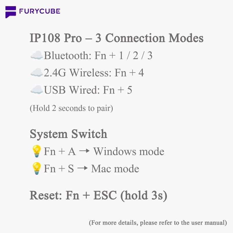 FURYCUBE IP98 Foudation Keyboard, 98 keys with Knob Transparent Keycaps Tri-Mode BT/2.4GHz/USB-C Cute Classic Keyboard with Number Pad, Media Knob Custom Mechanical Feel Keyboard, RGB Backlit Work/Office/Gaming Silent Keyboard, Budget Gift