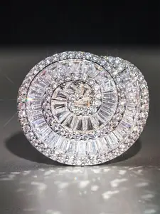 Fashionable Artificial Zircon Decorated Ring, Statement Ring, Elegant Ring, Fashion Jewelry for Party, Daily Clothing Decor, Trendy All-match & Exquisite Jewelry for Birthday Gift
