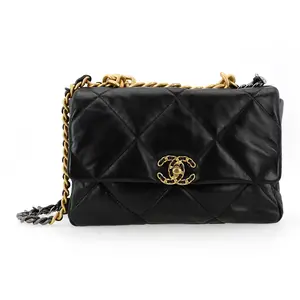 Pre-owned CHANEL LEATHER Shoulder Bags 19 Bag Quilted Chain Handle Lambskin Flap Handbag, Crossbody, and Shoulder Bag