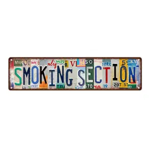 Vintage Smoking Section Wall Decor Art Poster，Street Signs Metal Tin Signs 16 x 4 Inches, Suitable for Studio,Game Room Background Wall Design, Coffee Shop, Bar Decoration,Mens Bedroom, Men Room Decor, or Holiday Gifts