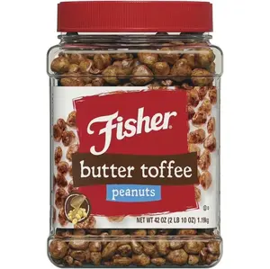 Fisher Butter & Milk Chocolate Toffee Peanuts | Sweet & Crunchy Snack | High-Protein | Fresh Roasted Peanuts Coated in Buttery Toffee and Milk Chocolate - 42 Ounce each