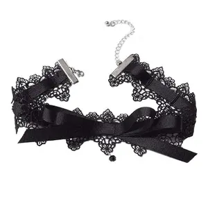 Sexy Black Lace Bow-Knot Choker Necklace Fashion Collar Jewelry