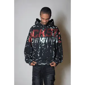 Iceout Black Rhinestone Oversized Hoodie