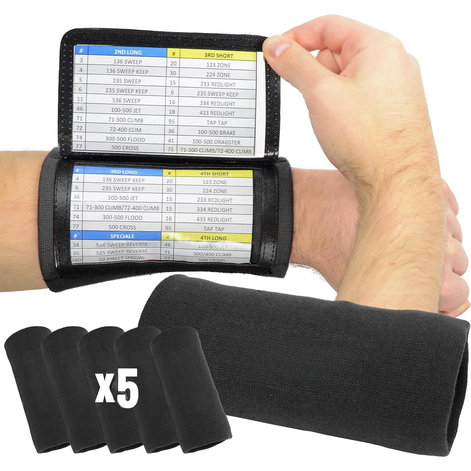 Youth Triple Wrist Coach, Football Wristbands for Plays, Baseball Wristbands, QB Arm Bands