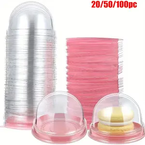 20/50/100pc Reusable Elegant Mini Dessert Cake Boxes, Plastic Clear Design with Dome Lid for Treats, Ideal for Holidays & Parties, Baking Supplies