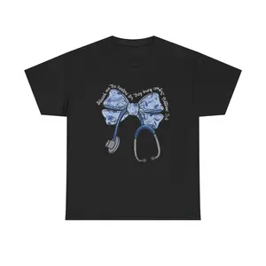 Blessed Are The Healers Toile Bow T-Shirt, Cute Healthcare Student Nurse Top, Gift for Nurses, Medical Tee, Appreciation Day, Healthcare Humor Casual Classic