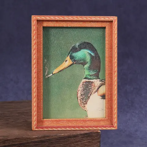 1PC Vintage Smoking Duck Refrigerator Magnet, Fun Animal Fridge Magnet, Creative Home Decor, Perfect Holiday Gift, Retro Photo Frame Design, Refrigerator Decorating Magnet, Decoration, Magnets For Fridge, Magnetic Item