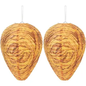 2 Pack Paper Wasp Nest Decoy Hanging Wasp Nest Stay Away from Wasps Hornets Yellow Jackets