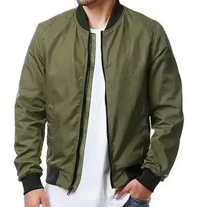 Men’s bomber jacket, lightweight windbreaker, flight jacket, casual softshell, fashionable autumn school team jacket, zip-up jacket, ribbed top GARMENTARY