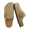 Cushionaire Canoe Genuine Suede Clogs for Women | Leather Slip-On Mules with Cushioned Heel Cup and Cork Footbed  | Arch Support and Adjustable Buckle Strap