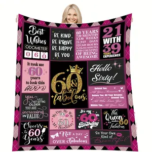 Women's 60th Birthday Gift Ideas, Creative Gifts for Women Turning 60, Unique Decorations & Blanket Options, Personalized Blanket, Perfect Celebration Present, Slogan Print Blanket, Happy Blanket Gifts